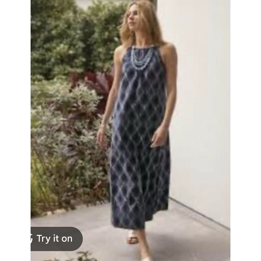 J Jill Pure Jill Midi Dress Petite Medium Bohemian Western Geometrical Vacation